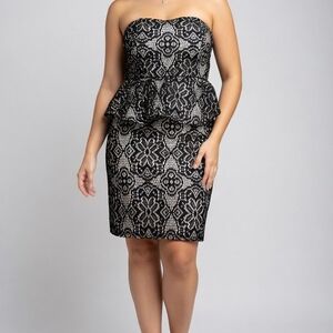 Must Have Black Lace Strapless Peplum Dress Bin 11